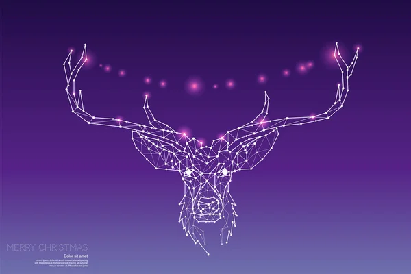 Particles Geometric Art Line Dot Deer Headabstract Vector Illustration Graphic — Stock Vector