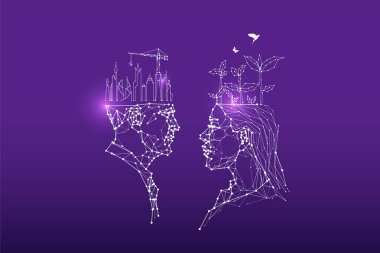 Parçacıklar, geometrik resim, çizgi ve nokta mühendislik