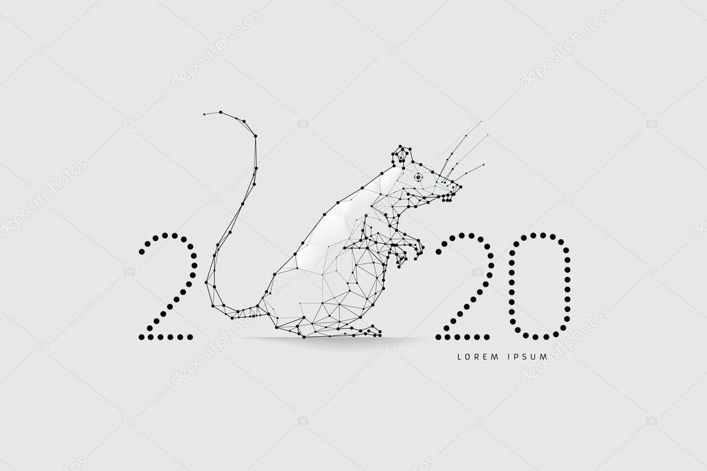 The particles, geometric art, line and dot of rat.