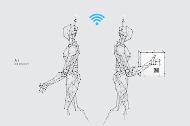 Parçacıklar, geometrik sanat, çizgi ve Robot teslimat nokta