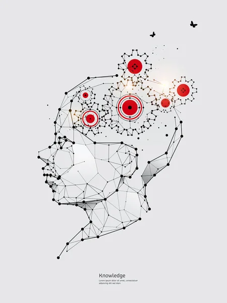 Las Partículas Arte Geométrico Línea Punto Del Cerebro Los Niños — Archivo Imágenes Vectoriales