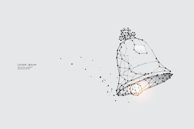 Parçacık sanatı, geometri, doğrular ve noktalar. Hatırlatma vektör grafik konsepti. Vuruş ağırlığı değiştirilebilir.