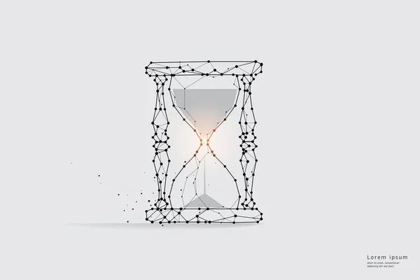 Arte Partículas Geometría Líneas Puntos Concepto Gráfico Vectorial Reloj Arena — Vector de stock