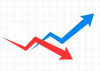 Piyasa Dalgalanması, Belirsizlik ve Dengesizliği Temsil eden Şebeke Arkaplanında İki İş Oku Yukarı ve Aşağı Gidiyor