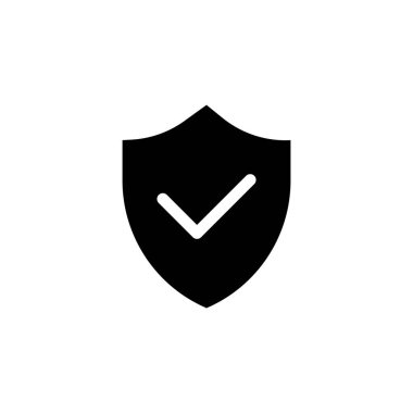 Security Check Icon or Trust Shield Icon. UI UX user interface icon black and white design. Secure, Verification