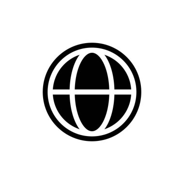 Globe Simgesi ya da İnternet Simgesi siyah beyaz UI UX illüstrasyonu