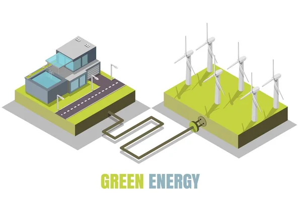 Concepto de energía verde vector ilustración isométrica — Vector de stock