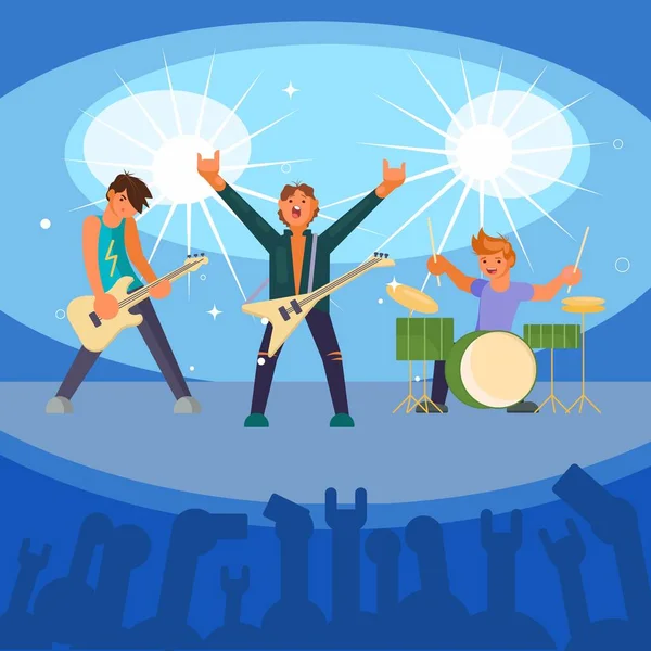 Rock band koncert vektor lapos illusztráció — Stock Vector