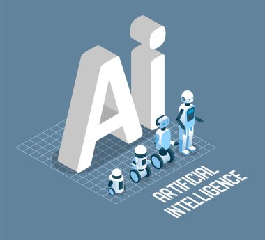 AI kavramı vektör izometrik çizim