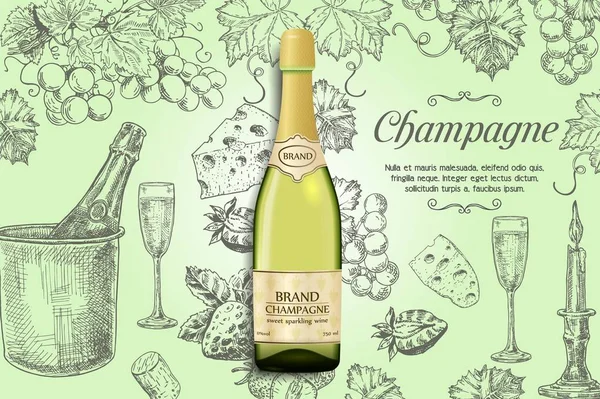 Champagne poster vector ontwerpsjabloon — Stockvector