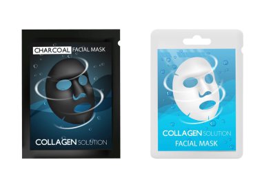 Yüz maskesi paket vektör gerçekçi mockup set