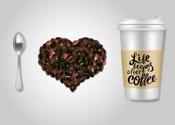 I love coffee quote vector top view illustration — Stock Vector