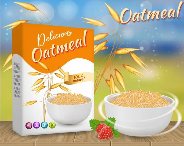 Oatmeal ads vector realistic illustration — Stock Vector