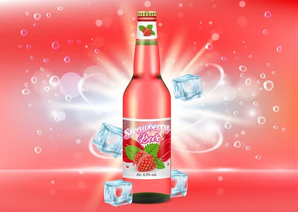 Affiche vectorielle bière fraise, modèle de bannière — Image vectorielle
