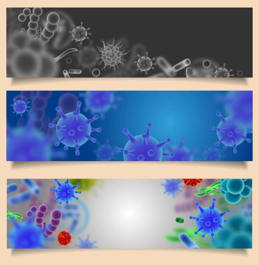 Virüsler ve mikropların afiş vektör ayarla
