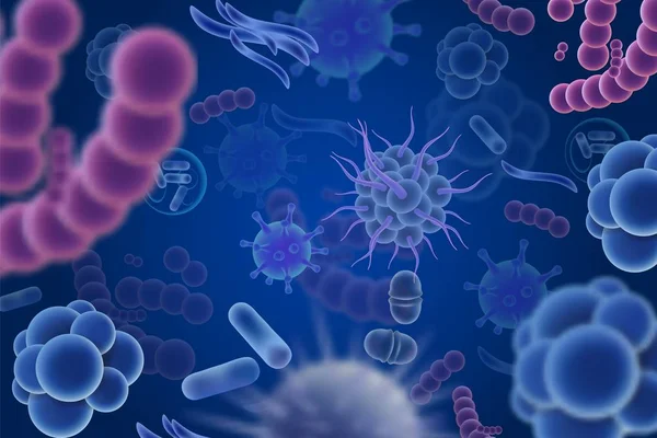 ベクター ウイルス、微生物と抽象的な背景 — ストックベクタ