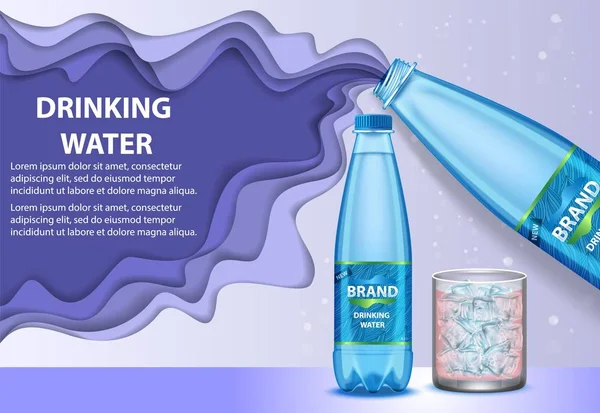 Wody pitnej reklamy wektor ilustracja cięcia papieru — Wektor stockowy