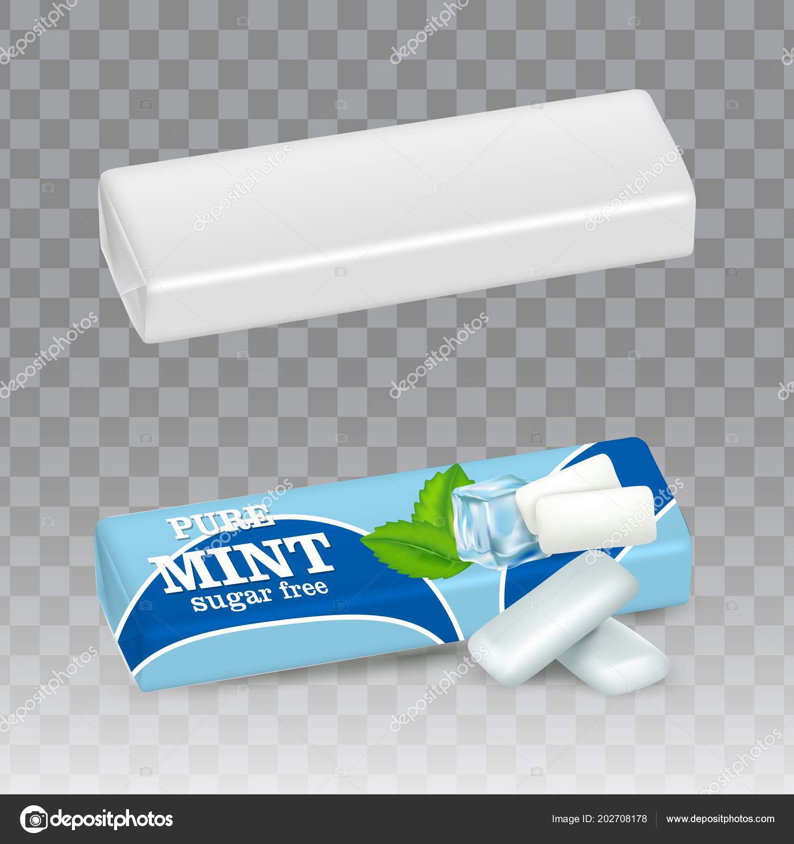 Download Gum packaging mockup | Mint chewing gum package vector realistic mockups — Stock Vector ...