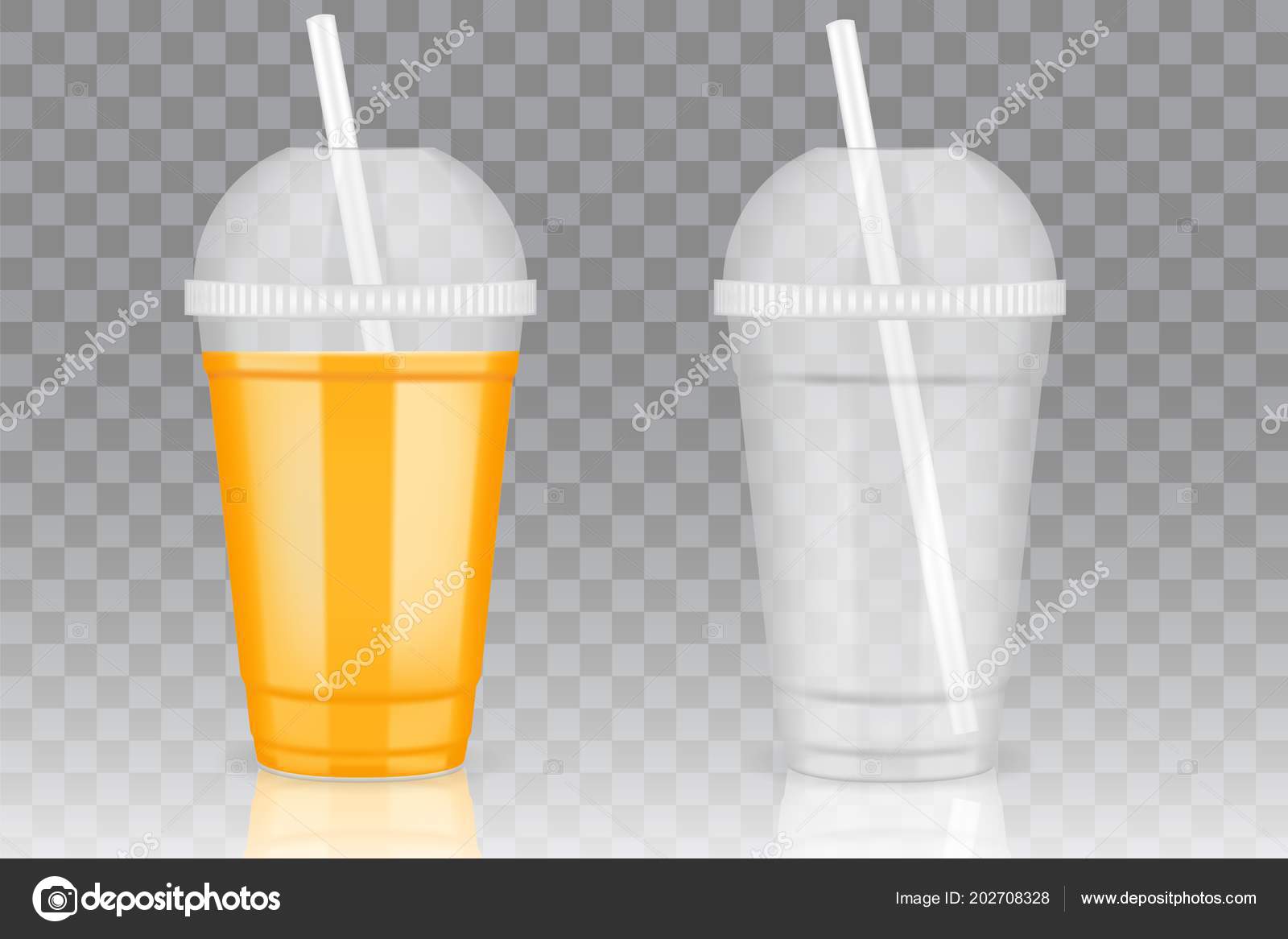 Mockup Empty Disposable Plastic Milkshake Cup With Lid