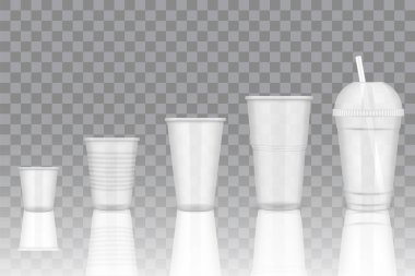 Vektör şeffaf tek kullanımlık plastik kap örnekler
