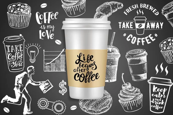 Take away coffee ads vector creative illustration — Stock Vector