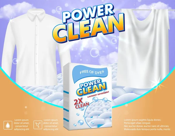 Çamaşırhane deterjan reklam vektör şablonu — Stok Vektör