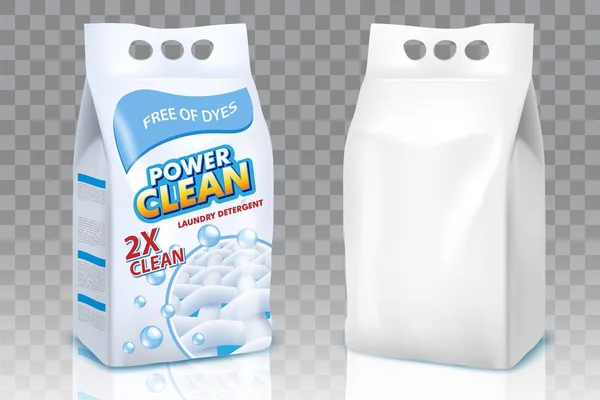Çamaşır tozu çanta gerçekçi mockup set vektör