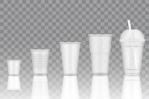 Vektor transparentní jednorázové plastové pohár maket — Stockový vektor