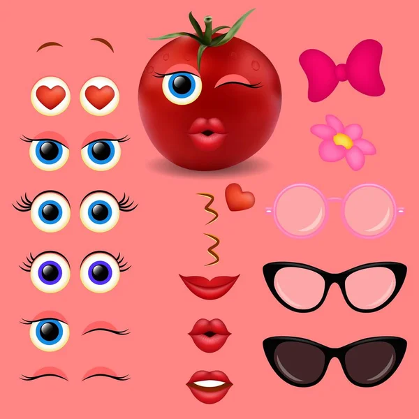 番茄女孩 emoji 表情创作者矢量设计收藏 — 图库矢量图片