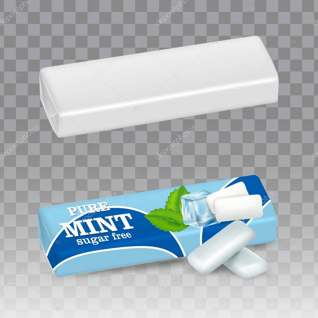Mint chewing gum package vector realistic mockups