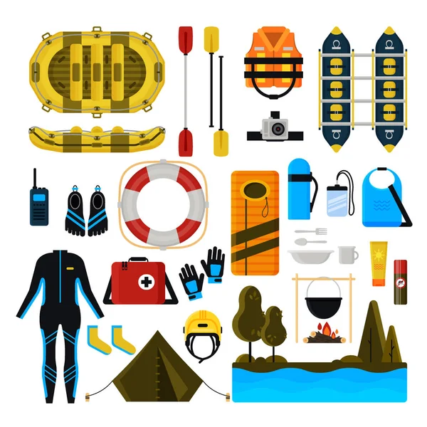 Ensemble d'icônes de rafting illustration isolée vectorielle — Image vectorielle