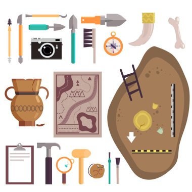 İzole vektör çizim Arkeoloji Icon set