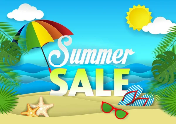 Poster şablonu yaz satış vektör kağıt kesme