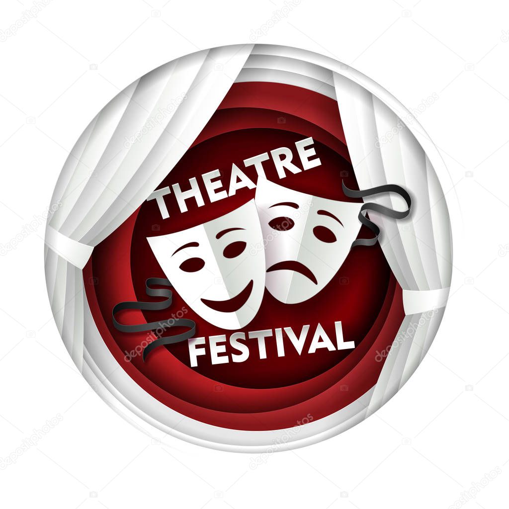 Vector paper cut theater festival poster template