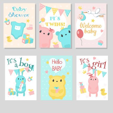 Bebek duş davet vektör şablon set