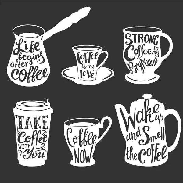 Векторний набір типографічних цитат і прислів'їв кави — стоковий вектор