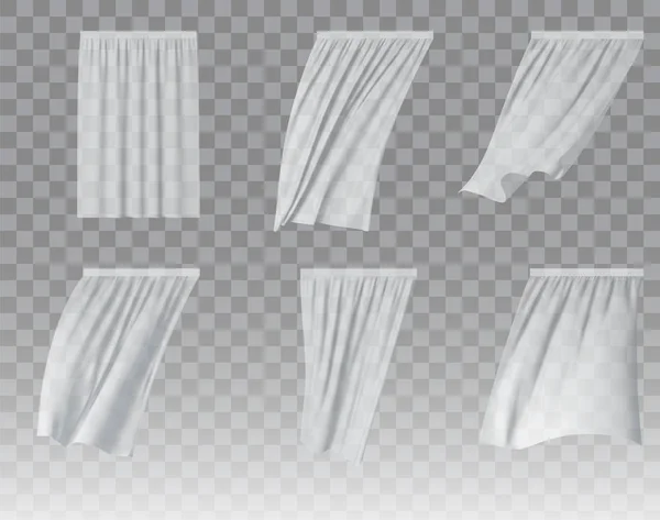 Набір білих штор Векторні реалістичні ілюстрації — стоковий вектор