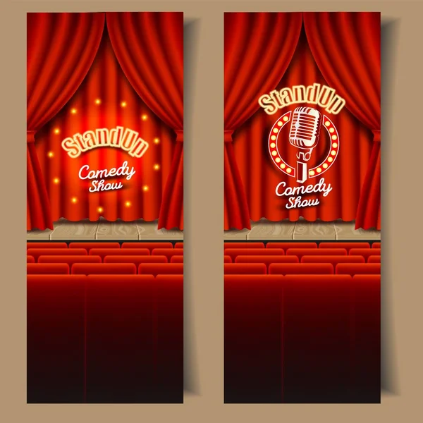 Vector Stand-up comedia show banner conjunto — Archivo Imágenes Vectoriales