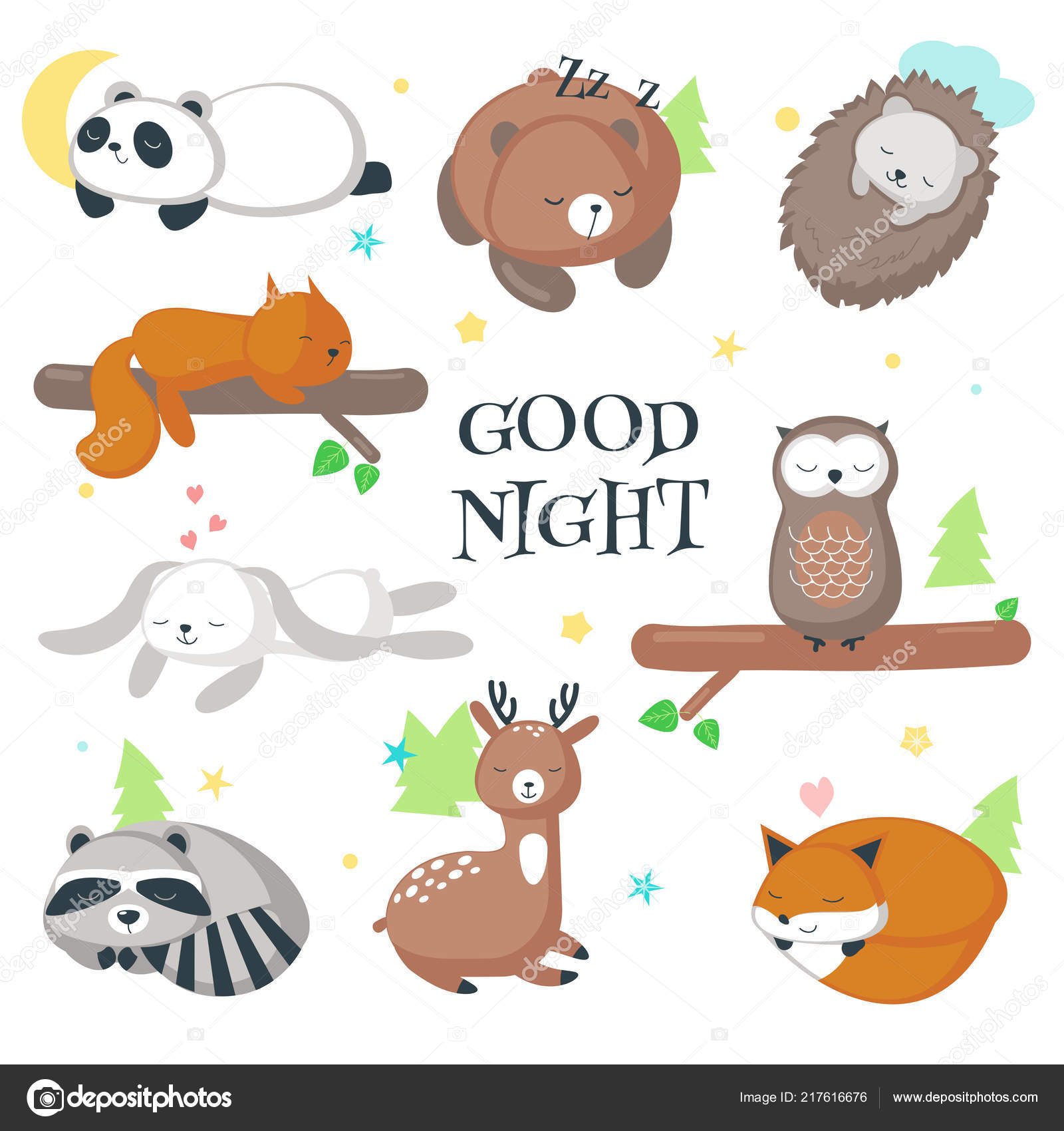 Cute sleeping wild animals vector icon set Stock Vector Image by ©SiberianArt #217616676 Cute sleeping wild animals vector icon set Stock Vector Image by ©SiberianArt #217616676