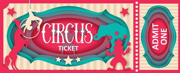 Circo admite um modelo de corte de papel vetorial de ticket —  Vetores de Stock