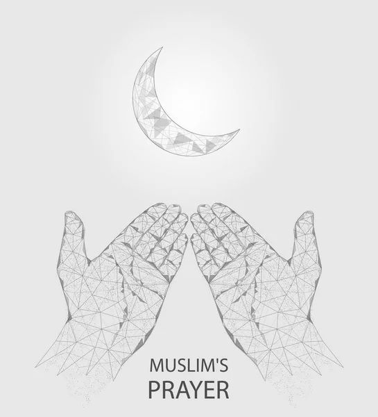 Muslim prayer hands vector geometric polygonal background