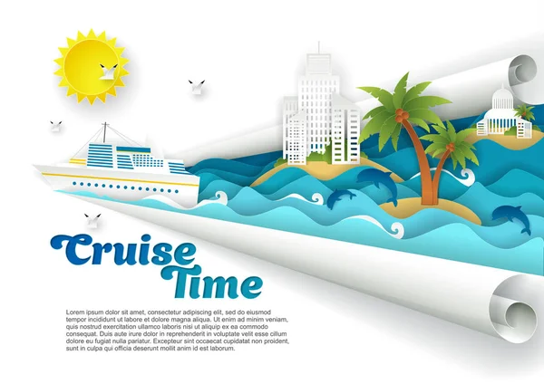 Crucero tiempo vector papel corte cartel banner plantilla — Archivo Imágenes Vectoriales