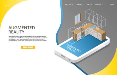 Artırılmış gerçeklik açılış sayfası Web sitesi vektör şablonu
