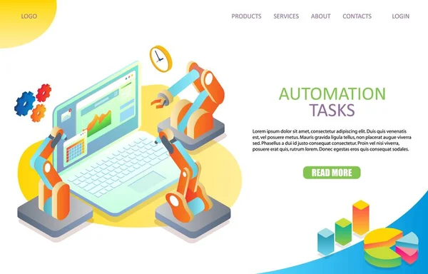 Taak automatisering landing website vector paginasjabloon — Stockvector