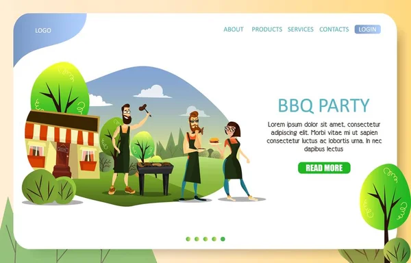 BBQ partie page de renvoi site vectoriel modèle — Image vectorielle