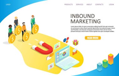 Gelen pazarlama açılış sayfası Web sitesi vektör şablonu