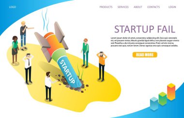 Başlangıç başarısız açılış sayfası Web sitesi vektör şablonu