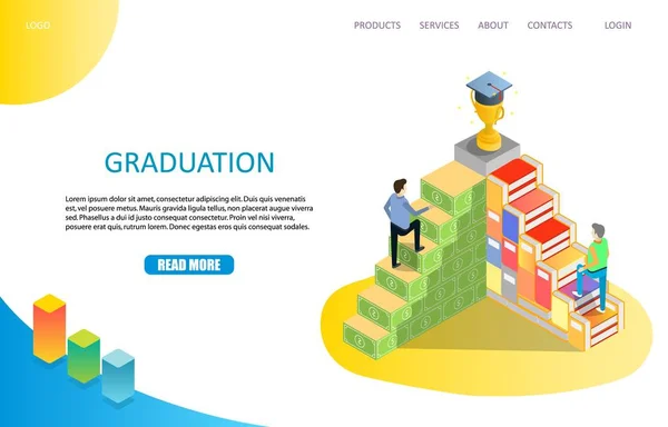 Afstuderen landing pagina of website vector sjabloon — Stockvector