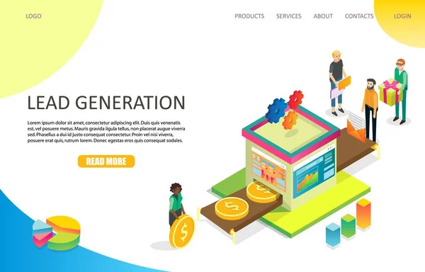 Leadgeneratie landing pagina website vector sjabloon — Stockvector