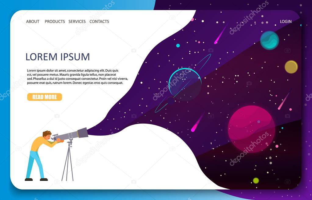 Space astronomy science vector web banner template